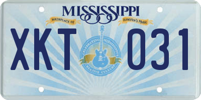 MS license plate XKT031