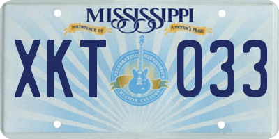 MS license plate XKT033