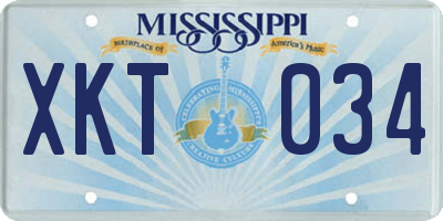 MS license plate XKT034