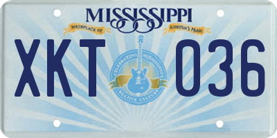 MS license plate XKT036
