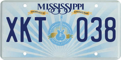 MS license plate XKT038