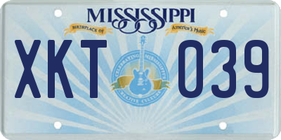 MS license plate XKT039