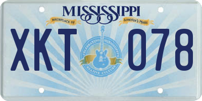 MS license plate XKT078