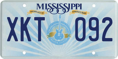MS license plate XKT092