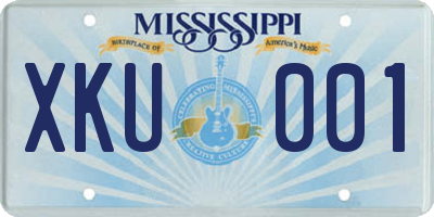 MS license plate XKU001