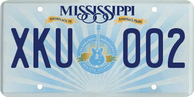 MS license plate XKU002