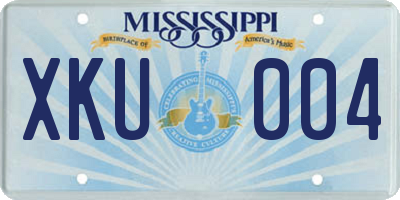MS license plate XKU004