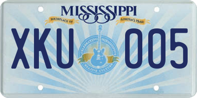 MS license plate XKU005