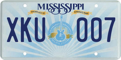 MS license plate XKU007