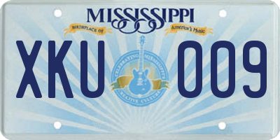 MS license plate XKU009