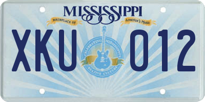 MS license plate XKU012