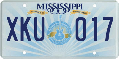 MS license plate XKU017