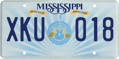 MS license plate XKU018