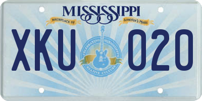 MS license plate XKU020