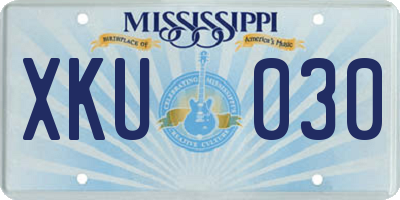 MS license plate XKU030