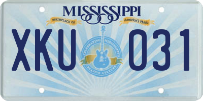 MS license plate XKU031