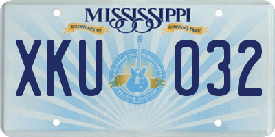 MS license plate XKU032