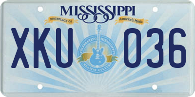 MS license plate XKU036