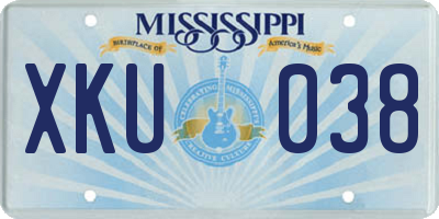 MS license plate XKU038