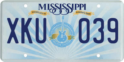 MS license plate XKU039