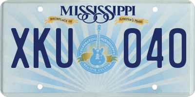 MS license plate XKU040