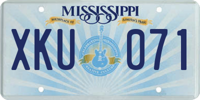 MS license plate XKU071