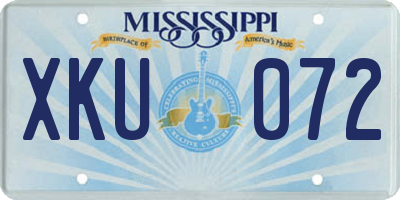 MS license plate XKU072