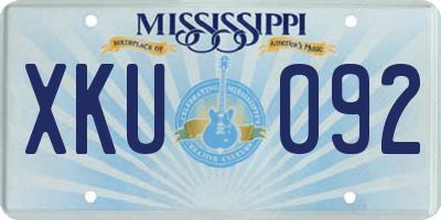 MS license plate XKU092