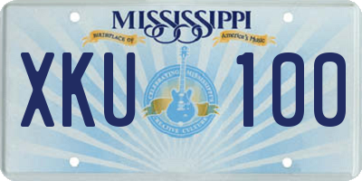 MS license plate XKU100