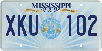 MS license plate XKU102
