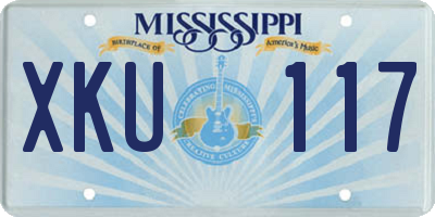 MS license plate XKU117