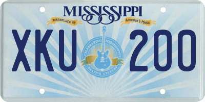 MS license plate XKU200