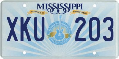 MS license plate XKU203