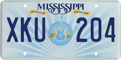MS license plate XKU204