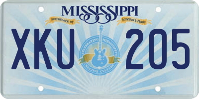 MS license plate XKU205