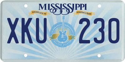 MS license plate XKU230