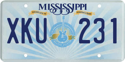 MS license plate XKU231