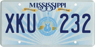 MS license plate XKU232