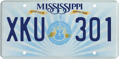 MS license plate XKU301