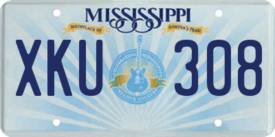 MS license plate XKU308