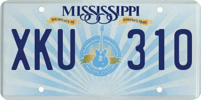 MS license plate XKU310