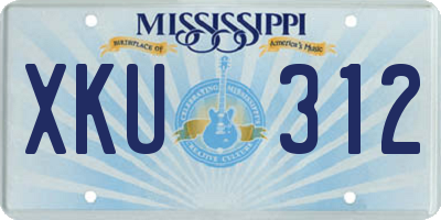 MS license plate XKU312