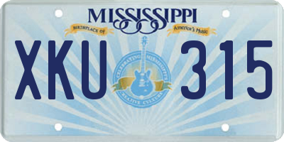MS license plate XKU315