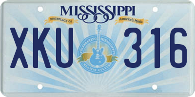 MS license plate XKU316