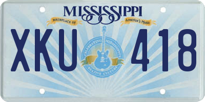 MS license plate XKU418