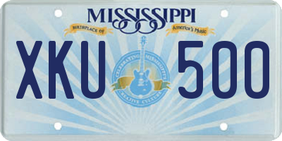 MS license plate XKU500