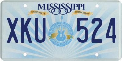 MS license plate XKU524