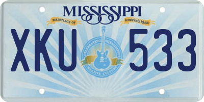 MS license plate XKU533