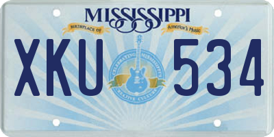 MS license plate XKU534
