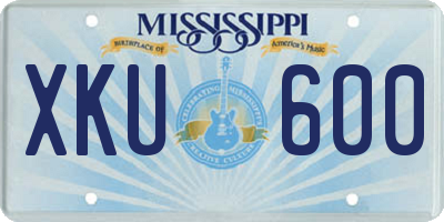 MS license plate XKU600